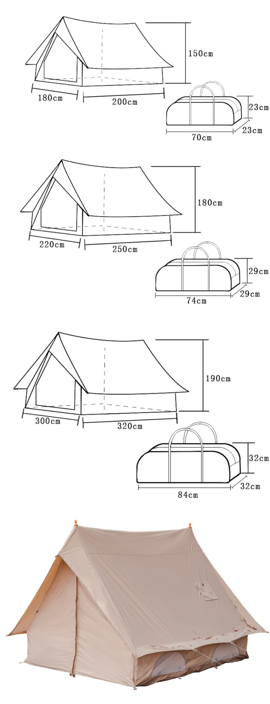 Cheap Goat Tents 5 8Person Outdoor Camping Cotton Eaves Tent Luxury Ultralight Large Picnic Waterproof Thickened Hiking Family Tent